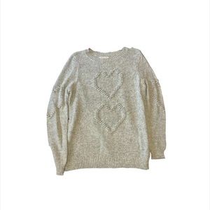 Lauren Conrad light gray knit heart sweater